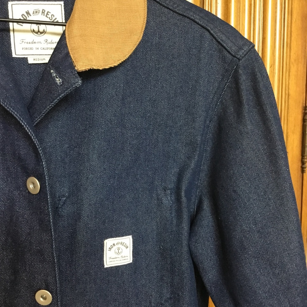Iron & Resin Navy Blue Field Jacket with Tan Collar - Picture 2 of 16